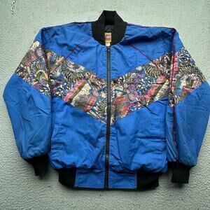 Vintage Bee Wild Geronimo Native American Western Zip Bomber Jacket Mens Small